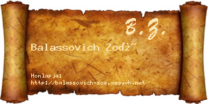 Balassovich Zoé névjegykártya